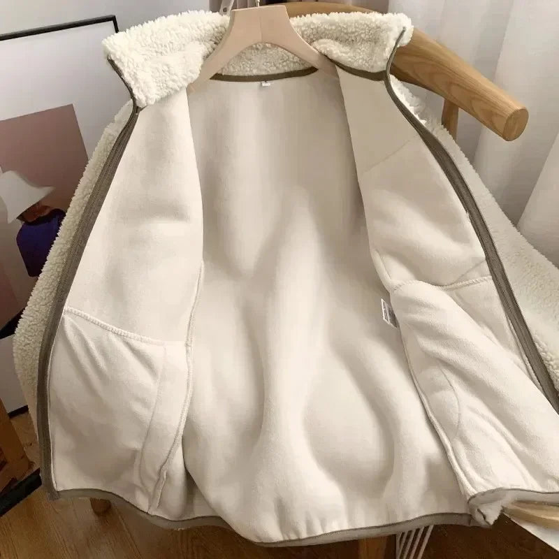 Lily Manteau Teddy Femme Veste Chaude avec Col Haut, Poches Zippées & Coupe Décontractée, vue 15
