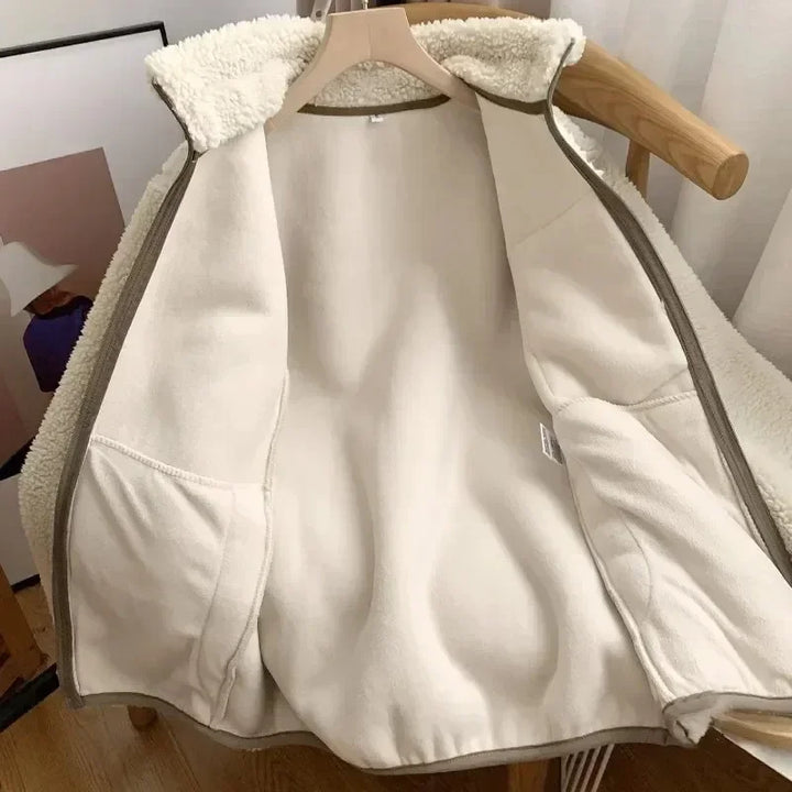 Lily Manteau Teddy Femme Veste Chaude avec Col Haut, Poches Zippées & Coupe Décontractée, vue 15