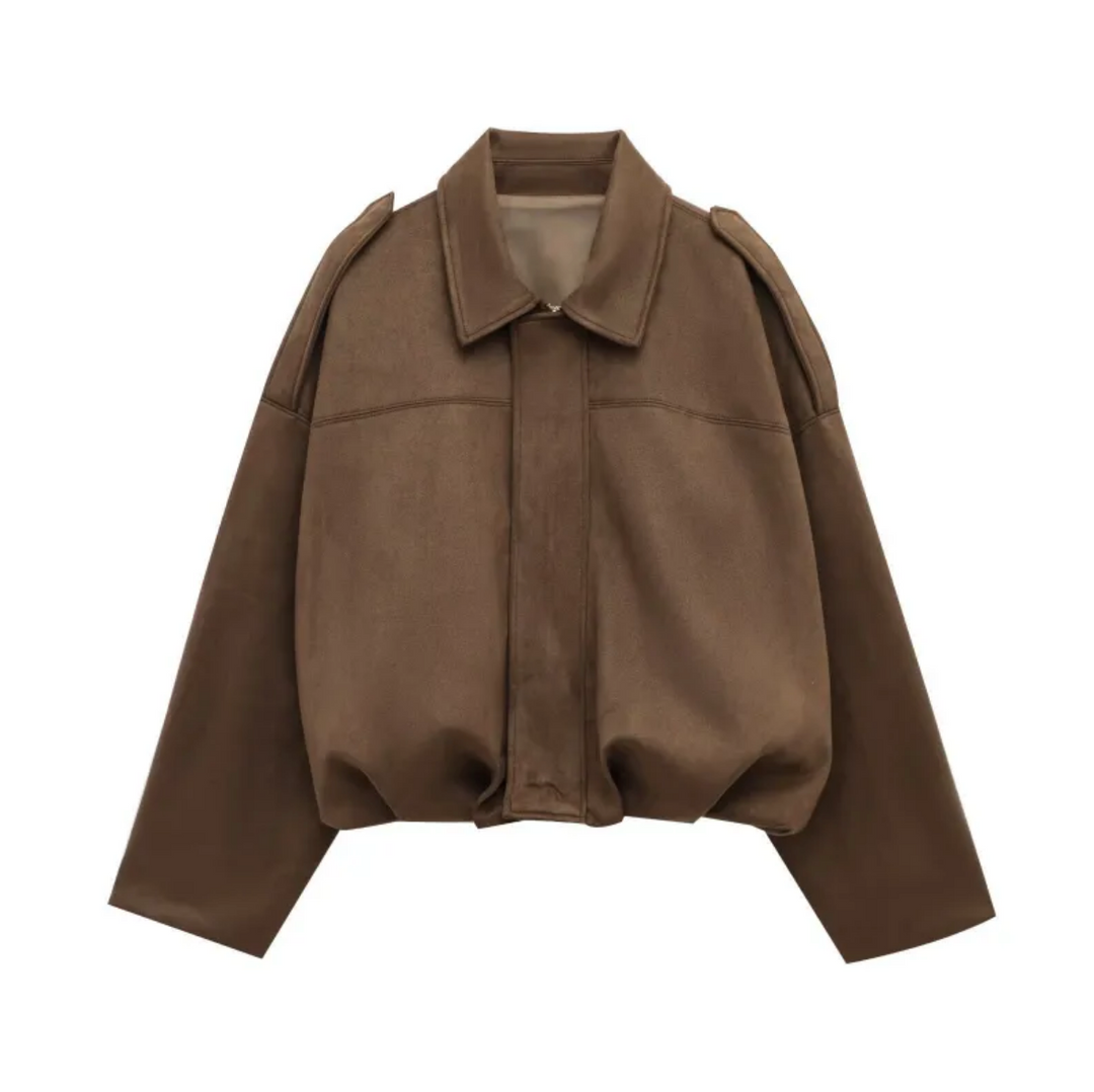 Isla Veste Femme en Daim Blouson Oversize Élégant avec Coupe Moderne & Confort Doux, vue 11