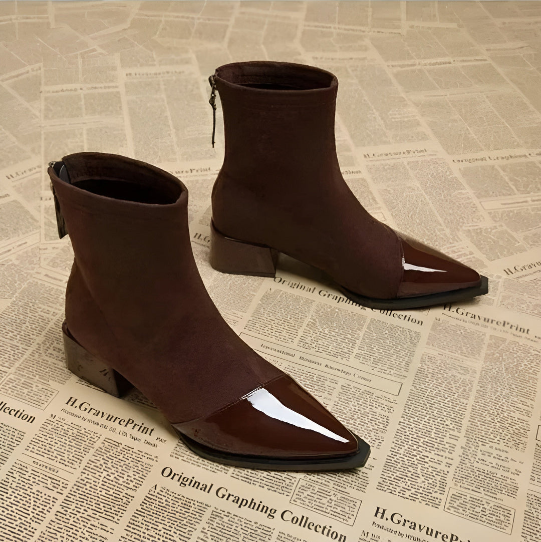 Gracia Bottines Femme Boots Élégantes en Daim avec Détails Vernis & Talon Bloc Confortable, vue 7