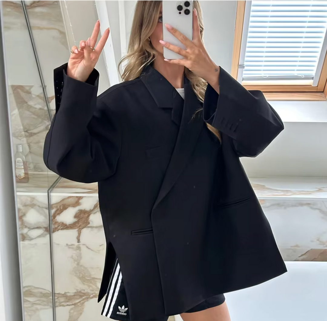 Yusra Blazer Oversize Femme Veste Élégante Moderne avec Coupe Fluide & Tissu Structuré, vue 3