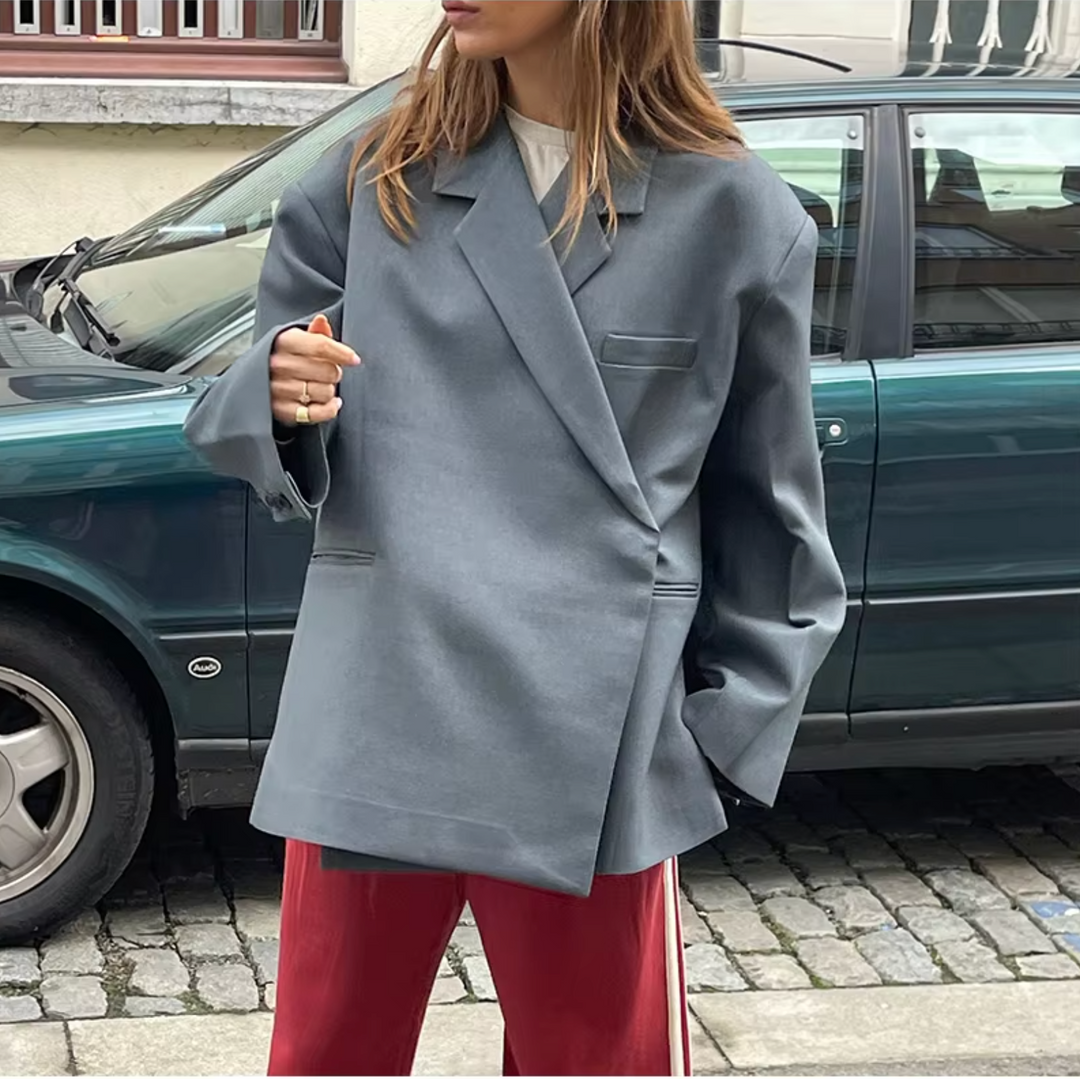 Yusra Blazer Oversize Femme Veste Élégante Moderne avec Coupe Fluide & Tissu Structuré, vue 2