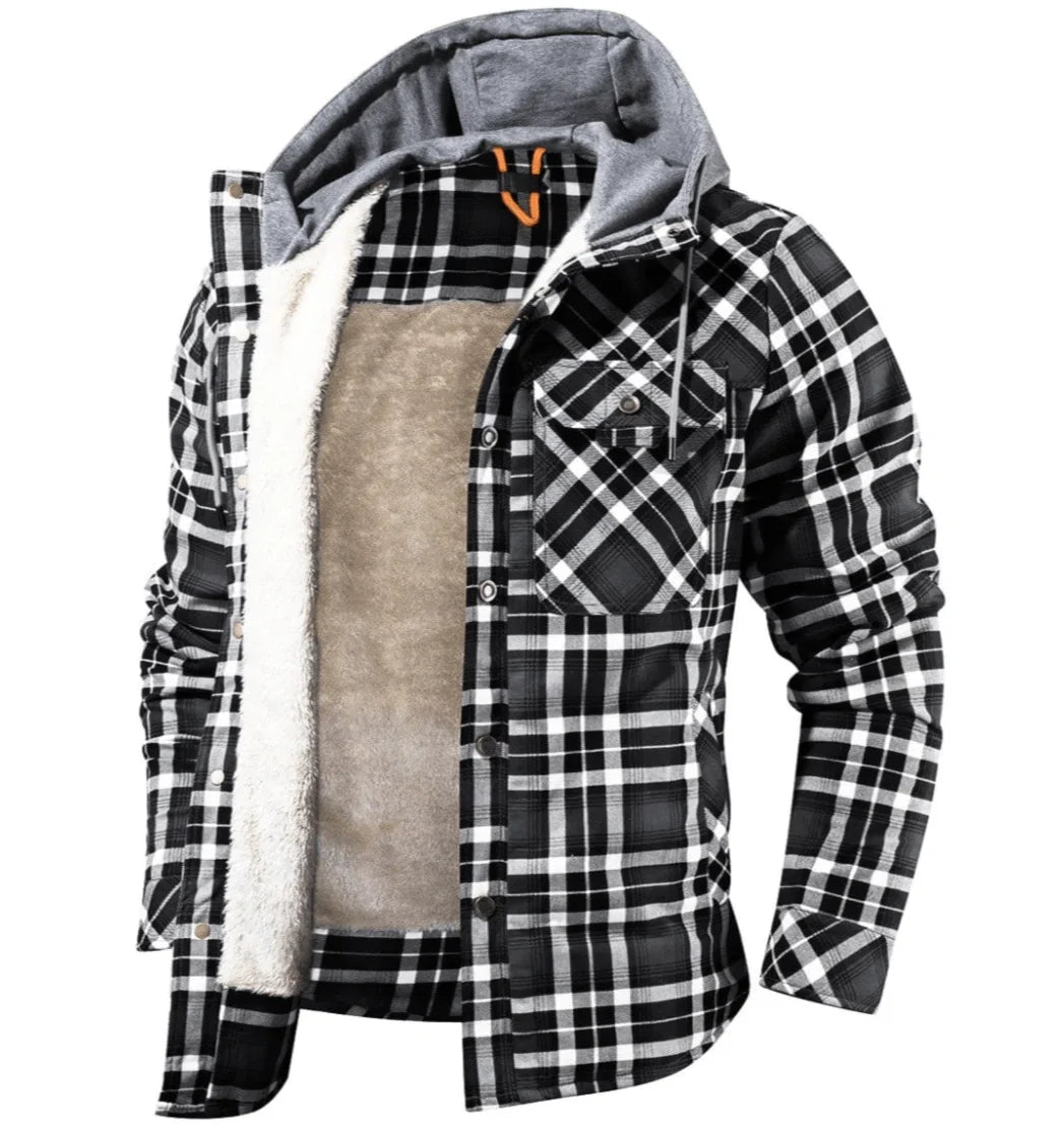Kyle Veste Homme à Carreaux Chaude, Élégante avec Capuche Ajustable & Doublure Confortable, vue 8