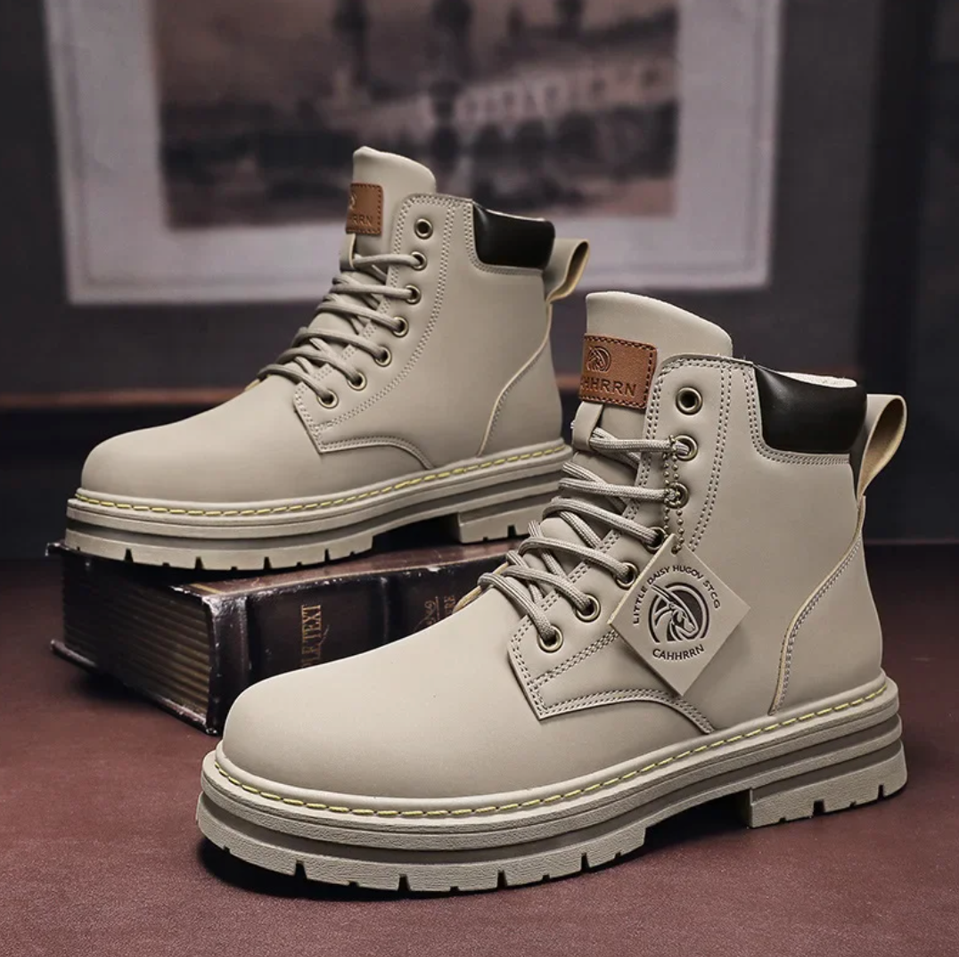 Marlon Bottes à Lacets pour Homme Chaussures en Cuir Confortables avec Soutien de Voûte Plantaire & Semelle Antidérapante