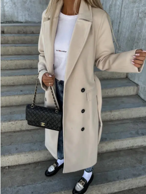 Talia Manteau Long Femme Trench Hiver Élégant avec Ceinture & Doublure Chaude, vue 7