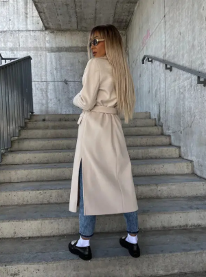 Talia Manteau Long Femme Trench Hiver Élégant avec Ceinture & Doublure Chaude, vue 6