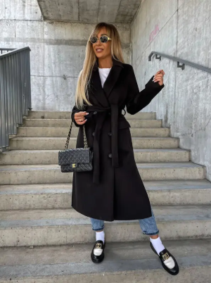 Talia Manteau Long Femme Trench Hiver Élégant avec Ceinture & Doublure Chaude, vue 12