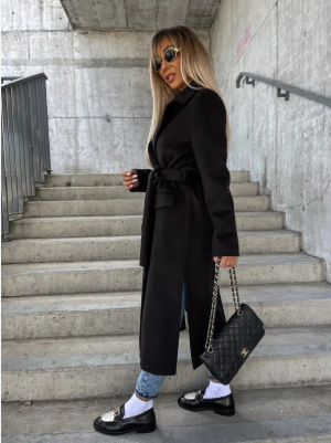 Talia Manteau Long Femme Trench Hiver Élégant avec Ceinture & Doublure Chaude, vue 13