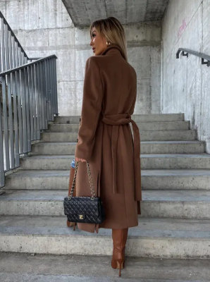 Riana Manteau Long d’Hiver Femme Chaud Ceinturé avec Style Croisé Classique, vue 2