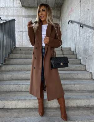Talia Manteau Long Femme Trench Hiver Élégant avec Ceinture & Doublure Chaude, vue 3
