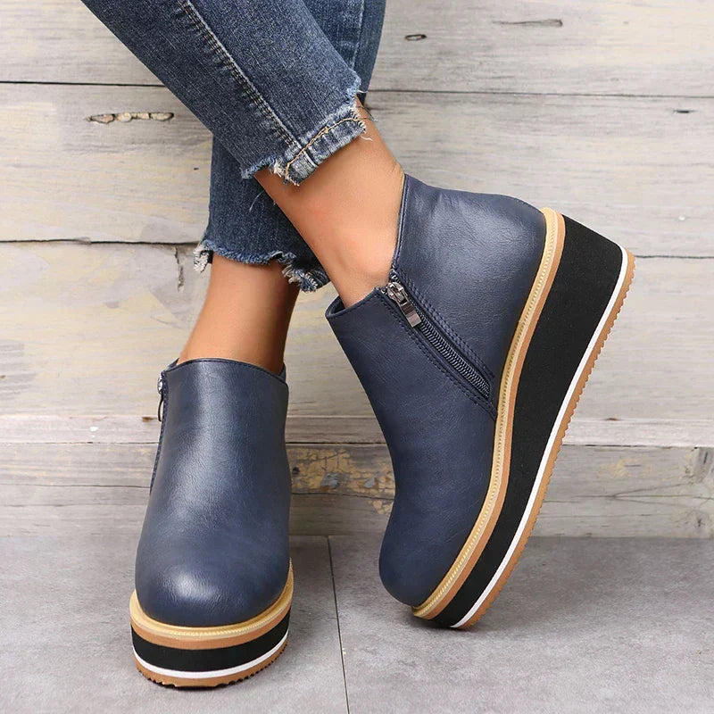 Felise Bottines Femme Bottes à Semelle Plateforme Élégantes avec Zip, Confortables et Durables, vue 12