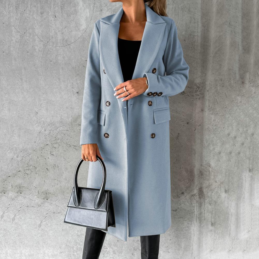 Georgia Manteau Long en Laine Mélangée pour Femme Design Élégant à Revers Notchés dans des Couleurs Hivernales Classiques, vue 7