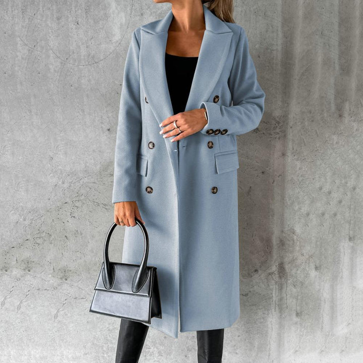 Georgia Manteau Long en Laine Mélangée pour Femme Design Élégant à Revers Notchés dans des Couleurs Hivernales Classiques, vue 7