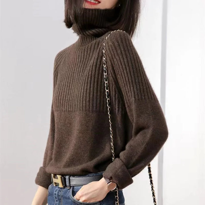 Luan Pull Col Roulé Femme Tricot Doux avec Détails Côtelés & Coupe Moderne Relax, vue 5