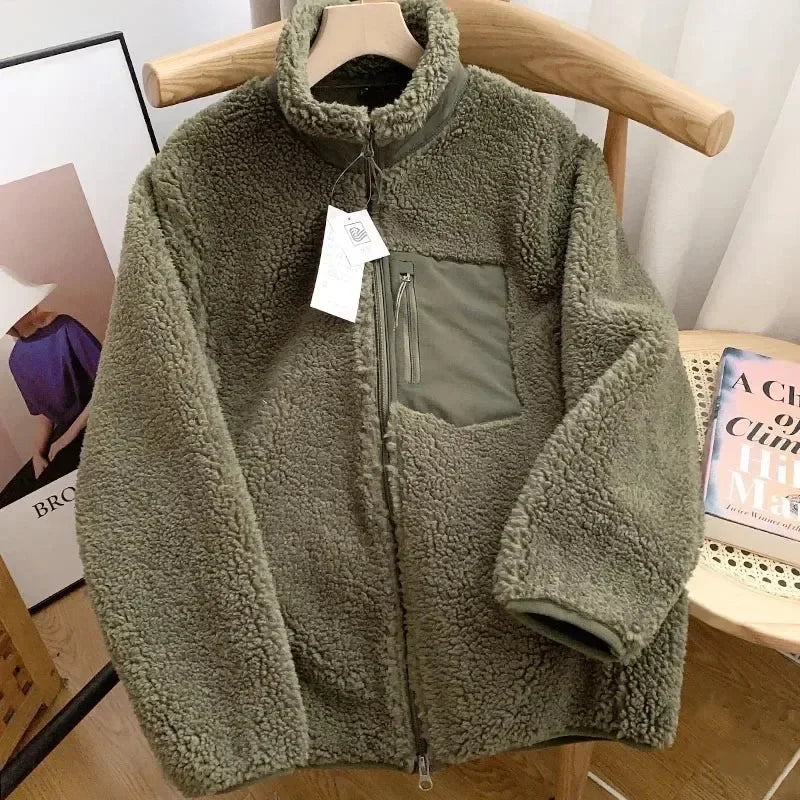 Lily Manteau Teddy Femme Veste Chaude avec Col Haut, Poches Zippées & Coupe Décontractée, vue 10