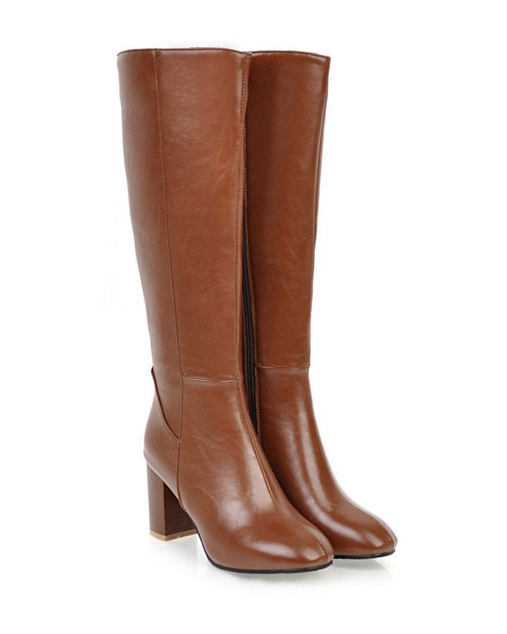Paige Bottes Femme Classiques à Zip Bottes Élégantes à Talon Bloc Confortable
