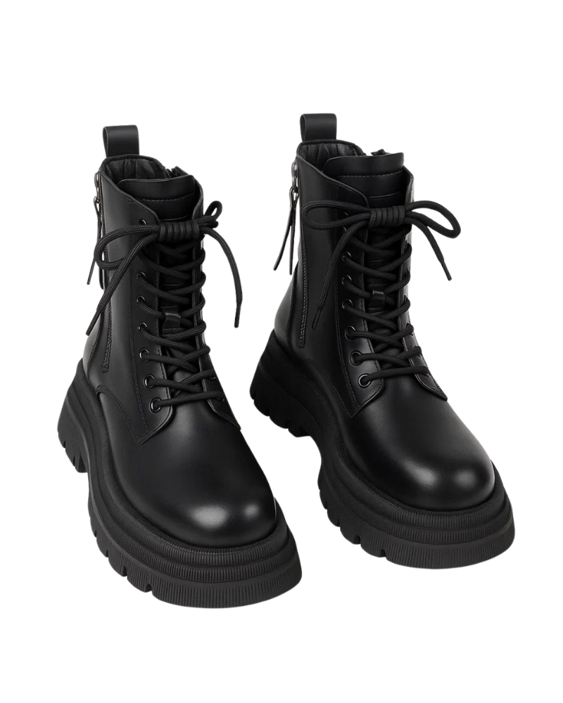 Madeline Bottines Femme à Lacets Semelle Épaisse Stable, Style Combat & Look Urbain