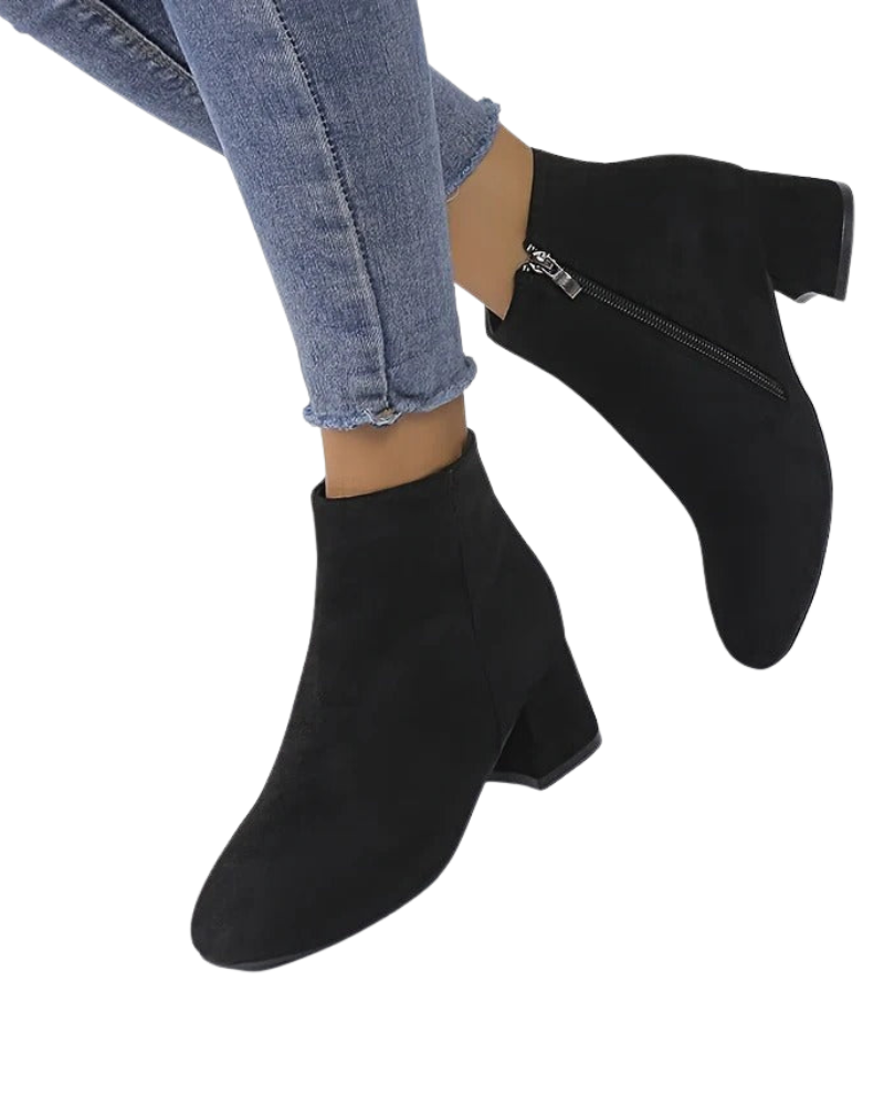 Emmery Bottines Femme en Suédine Talon Bloc Confortable & Style Intemporel, vue 2