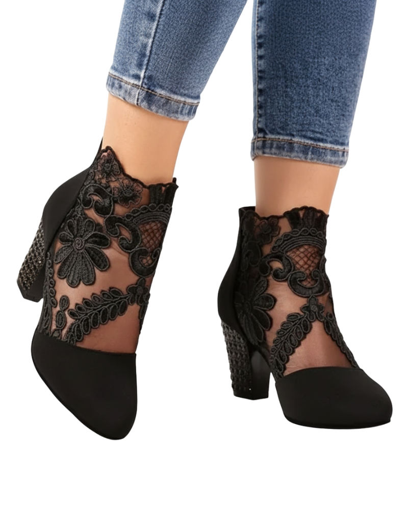 Chelsea Chaussures Femme en Mesh Escarpins Élégants à Motif Floral avec Talon, vue 2