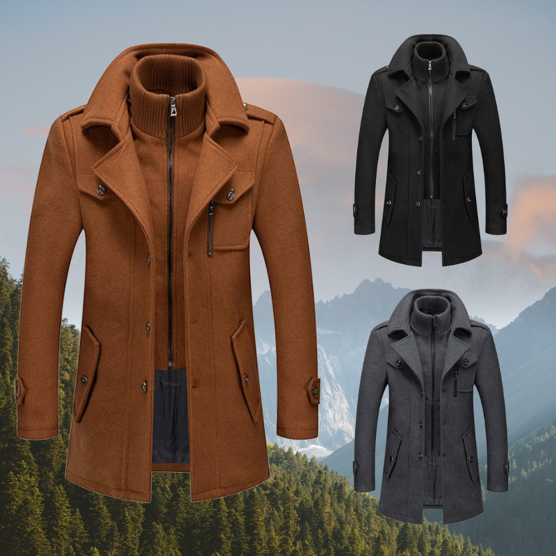 Daniel Manteau Long en Laine pour Homme Pardessus Élégant Boutonné avec Revers Tailleur