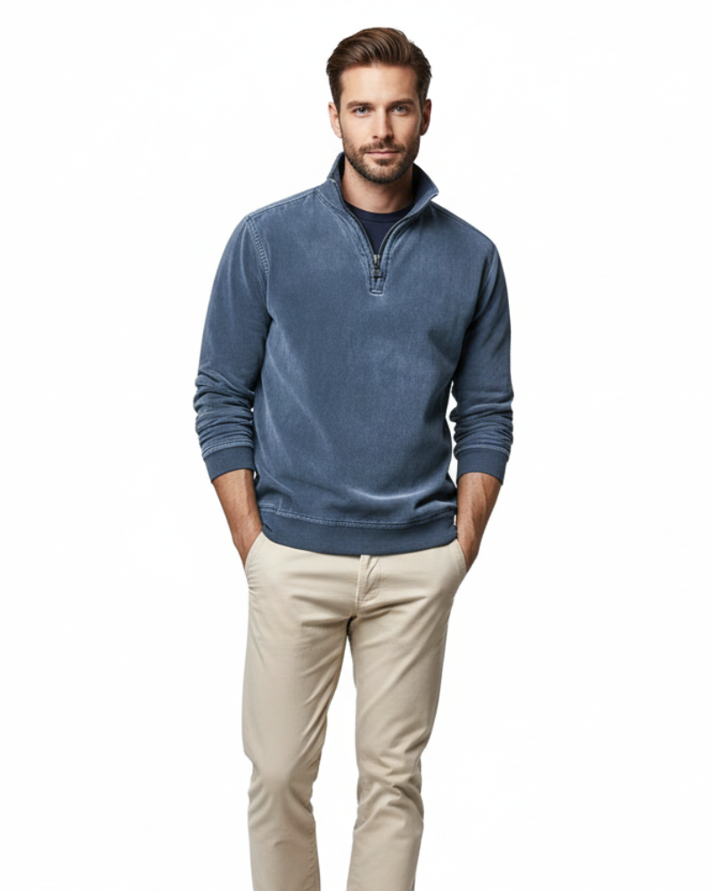 Luka Pull Polaire Homme à Quart de Zip Sweat Chaud Regular Fit Casual Automne & Hiver