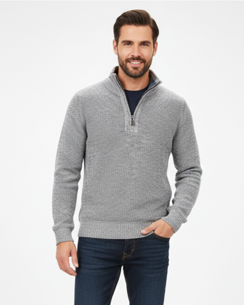 Evan Pull Homme Demi-Zip Sweat Chaud et Confortable Coupe Regular au Style Intemporel, vue 3