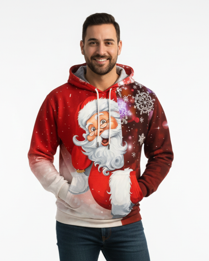 Jack Pull de Noël Homme à Capuche Sweat Festif Chaud avec Motif Hivernal & Manches Longues, vue 2