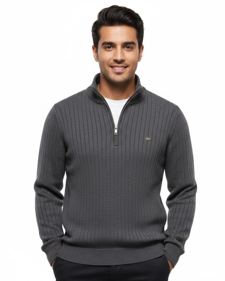 Simon Pull Homme Demi-Zip Texturé Maille Structurée & Style Moderne, vue 3