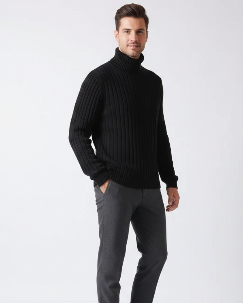 James Pull Col Roulé Homme Maille Côtelée Confortable, Chaud & Élégant