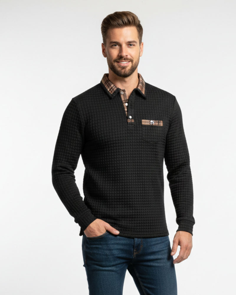 Julian Polo Homme à Carreaux Polo Élégant en Coton Respirant avec Col Classique, vue 3