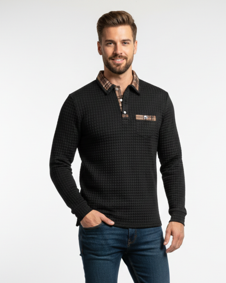 Julian Polo Homme à Carreaux Polo Élégant en Coton Respirant avec Col Classique, vue 3