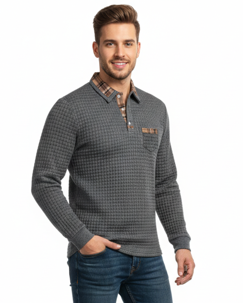 Julian Polo Homme à Carreaux Polo Élégant en Coton Respirant avec Col Classique, vue 2
