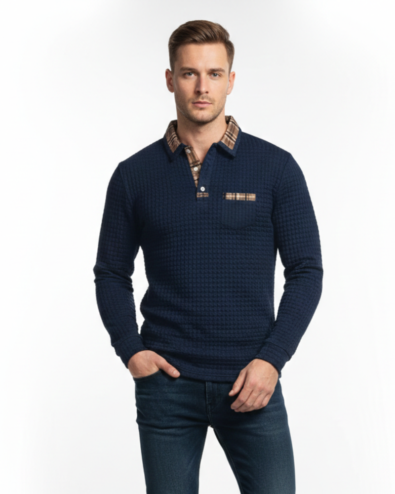 Julian Polo Homme à Carreaux Polo Élégant en Coton Respirant avec Col Classique