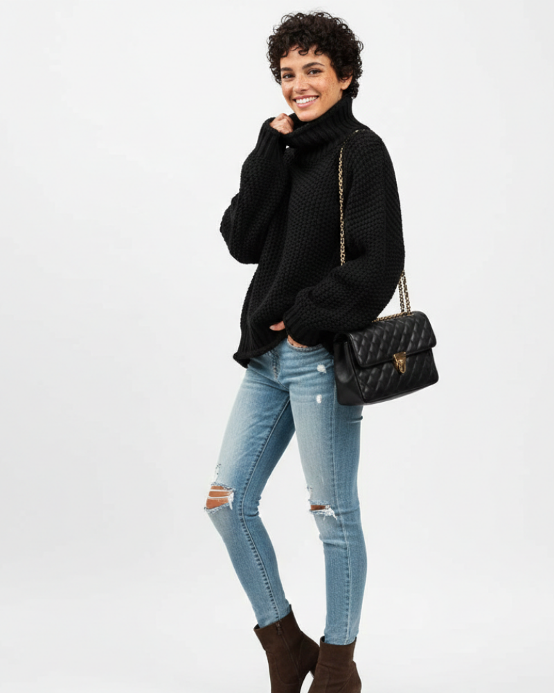 Ember Pull Col Roulé Femme Tricot Chaud Élégant Coupe Regular avec Manches Longues, vue 5