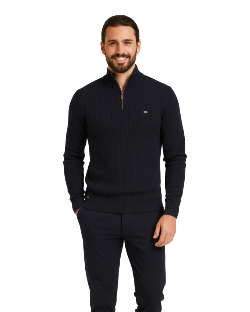 Zayne Pull Homme Half-Zip Coupe Regular en Coton Mélangé, vue 4