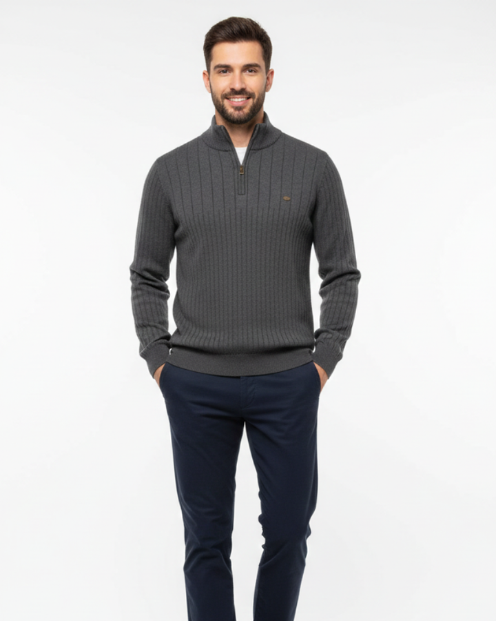 Zayne Pull Homme Half-Zip Coupe Regular en Coton Mélangé, vue 3