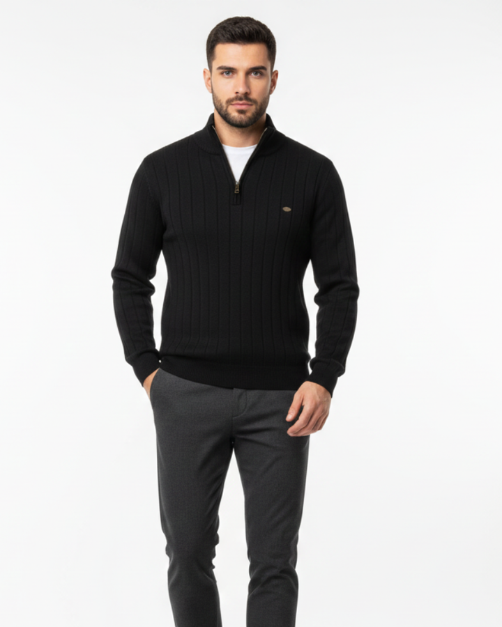 Zayne Pull Homme Half-Zip Coupe Regular en Coton Mélangé