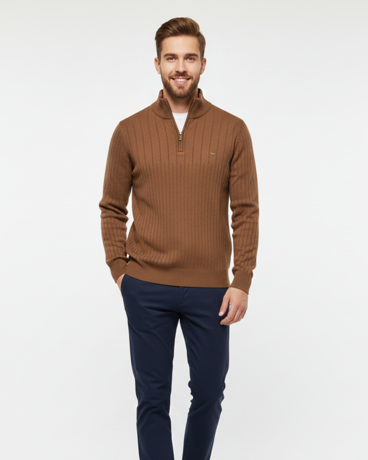 Zayne Pull Homme Half-Zip Coupe Regular en Coton Mélangé, vue 5