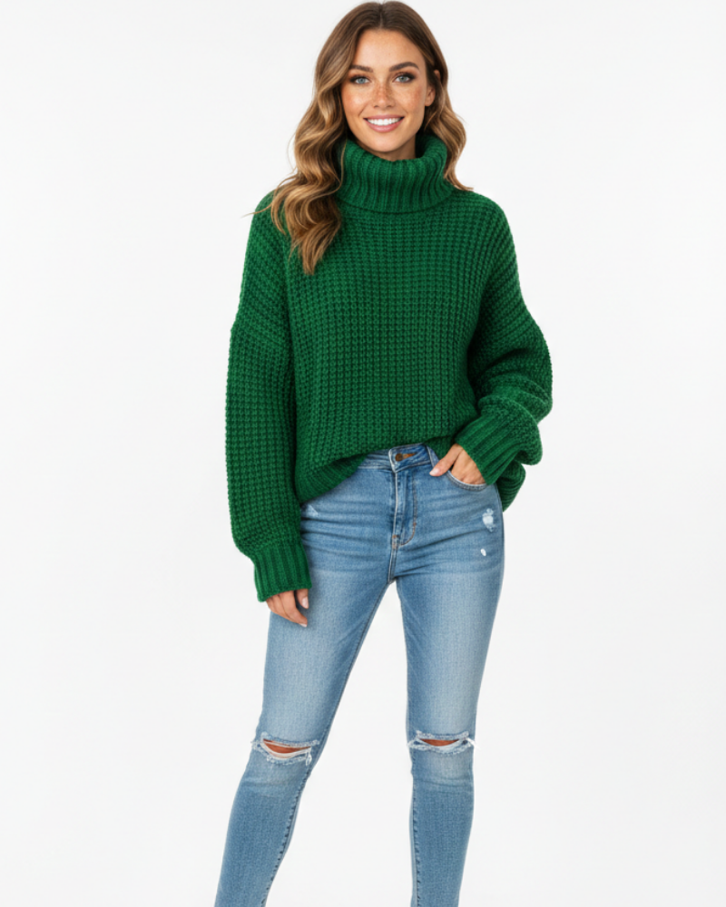 Ember Pull Col Roulé Femme Tricot Chaud Élégant Coupe Regular avec Manches Longues, vue 4