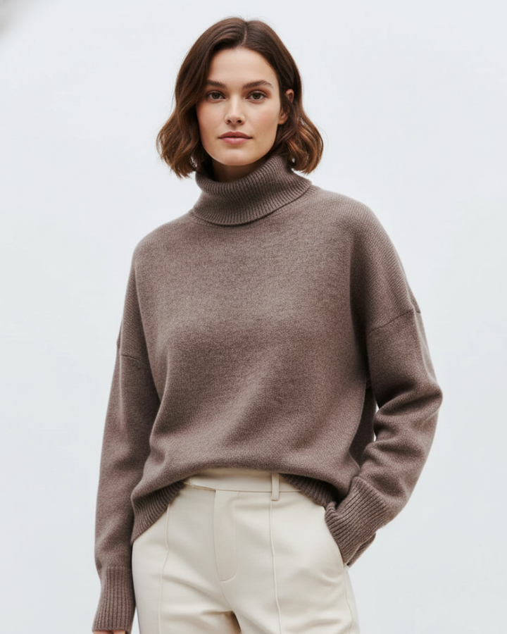 Clara Pull Col Oversize Femme Tricot Chaud en Mélange Laine Mérinos Style Vintage, vue 5