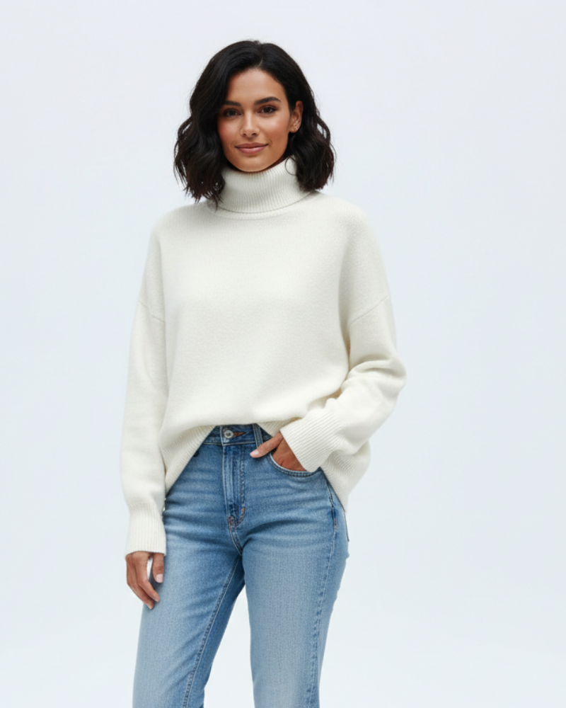 Clara Pull Col Oversize Femme Tricot Chaud en Mélange Laine Mérinos Style Vintage, vue 4