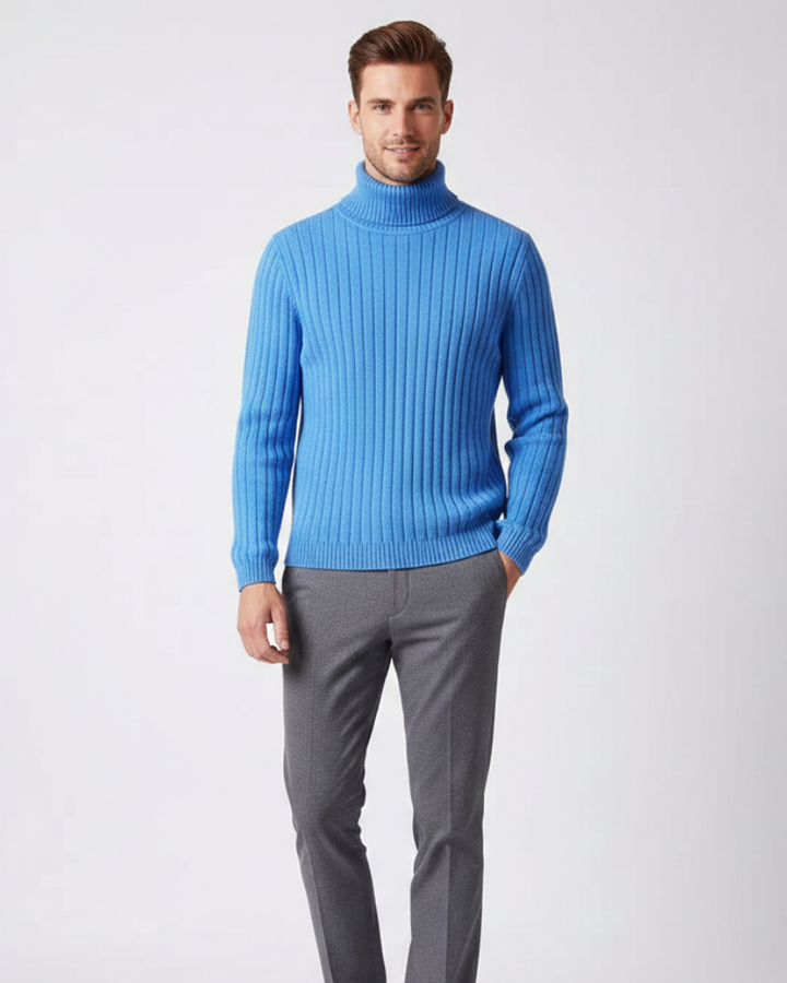 James Pull Col Roulé Homme Maille Côtelée Confortable, Chaud & Élégant, vue 3