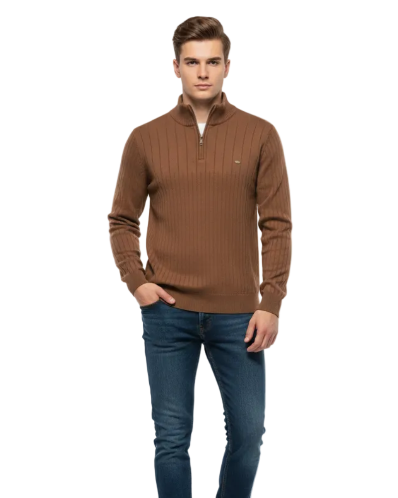 Simon Pull Homme Demi-Zip Texturé Maille Structurée & Style Moderne, vue 5