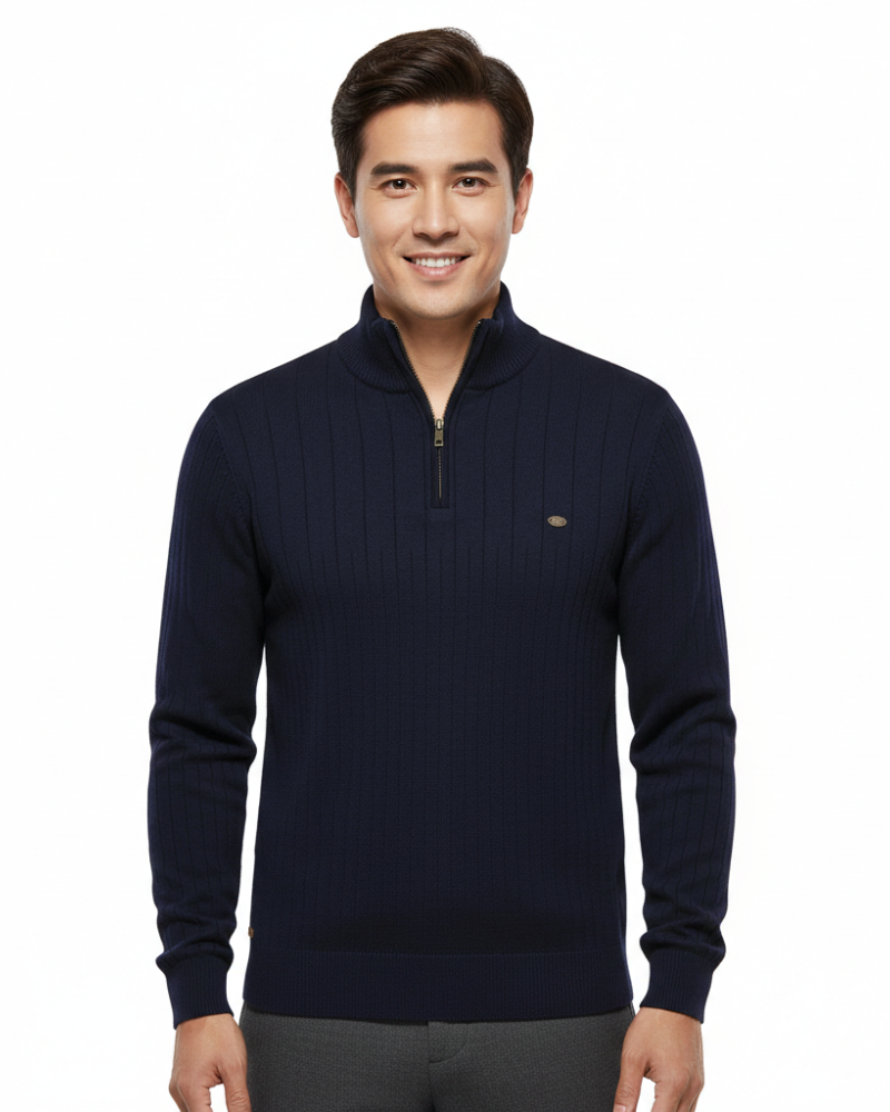 Simon Pull Homme Demi-Zip Texturé Maille Structurée & Style Moderne