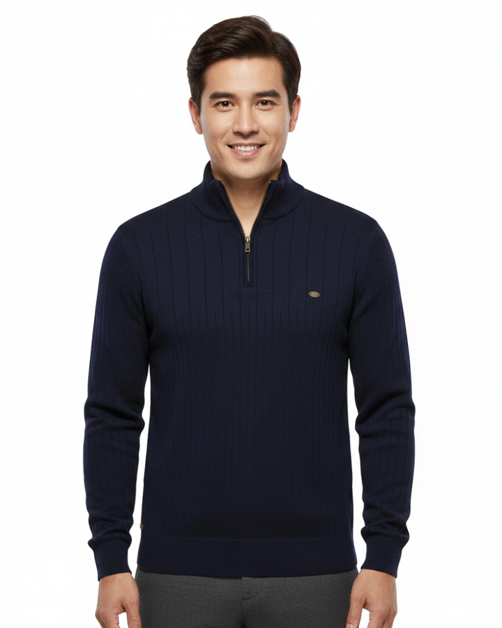 Simon Pull Homme Demi-Zip Texturé Maille Structurée & Style Moderne