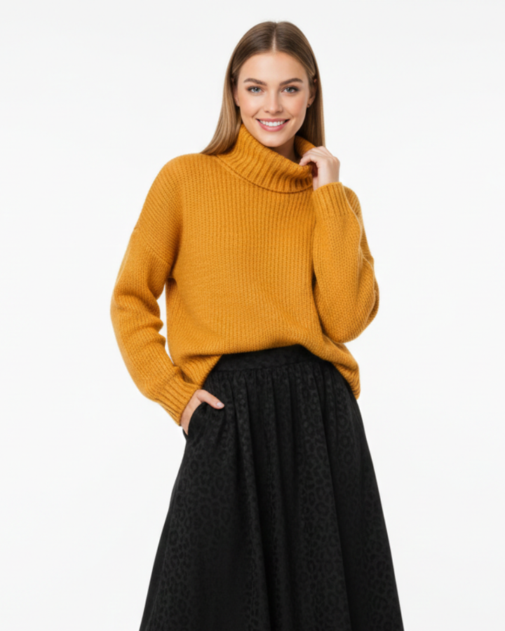 Celeste Pull Tricoté Femme Col Rabattu, Maille Épaisse & Coupe Ample Élégante, vue 4