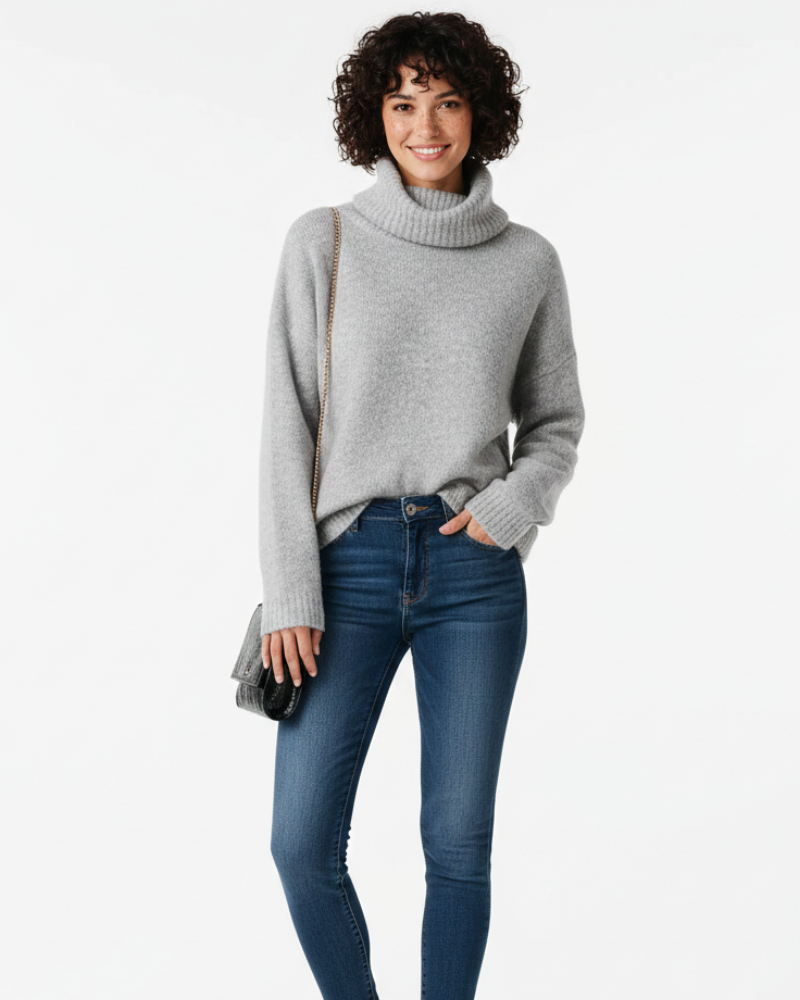Celeste Pull Tricoté Femme Col Rabattu, Maille Épaisse & Coupe Ample Élégante, vue 2