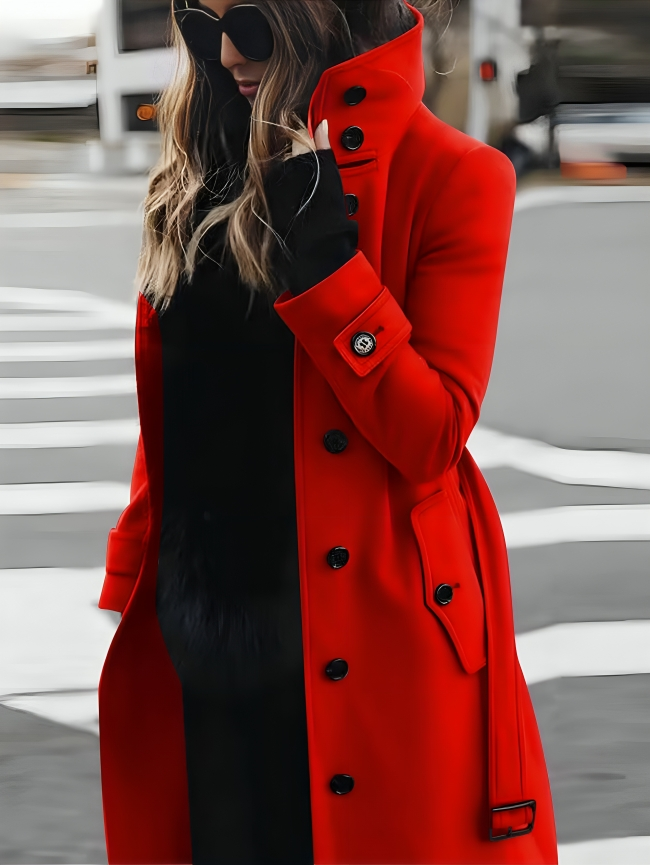 Mhel Trenchcoat Femme Manteau Élégant avec Col Haut & Ceinture Taille Flatteuse, vue 3