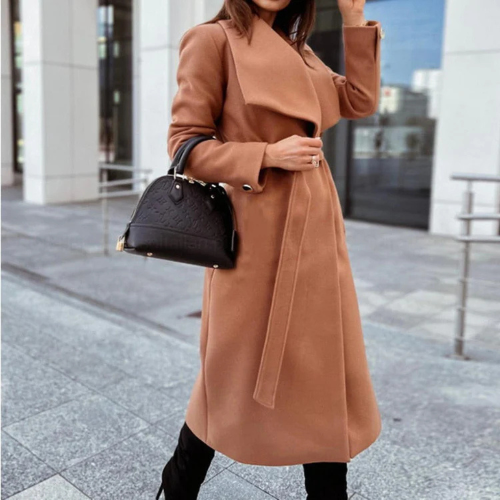 Carmen Manteau Long en Mélange de Laine pour Femme Col Oversize Élégant & Tissu Texturé Doux, vue 5