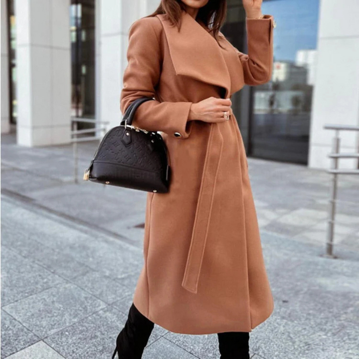 Carmen Manteau Long en Mélange de Laine pour Femme Col Oversize Élégant & Tissu Texturé Doux, vue 5